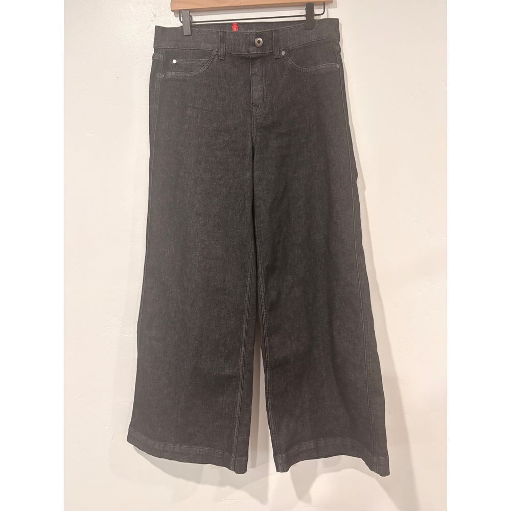 Spanx Wide Leg Jeans Black Denim Cropped Petite Large Large Petite L/G P - Picture 1 of 3